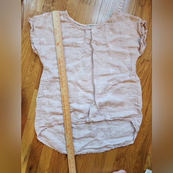 Terzo Millenio Linen Blush Floral Embroidered Top Size L romantic Beach - Picture 8 of 9